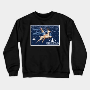 Starry Night Reindeer Pin Up Crewneck Sweatshirt